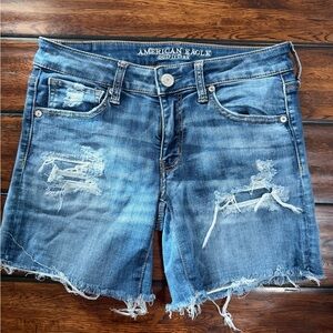American Eagle Outfitters Women's Ripped Blue Jean Shorts